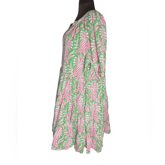 Crown & Ivy Pineapple Printed Peasant Dress Womens Size 2X Colorful Resortwear - Picture 5 of 8